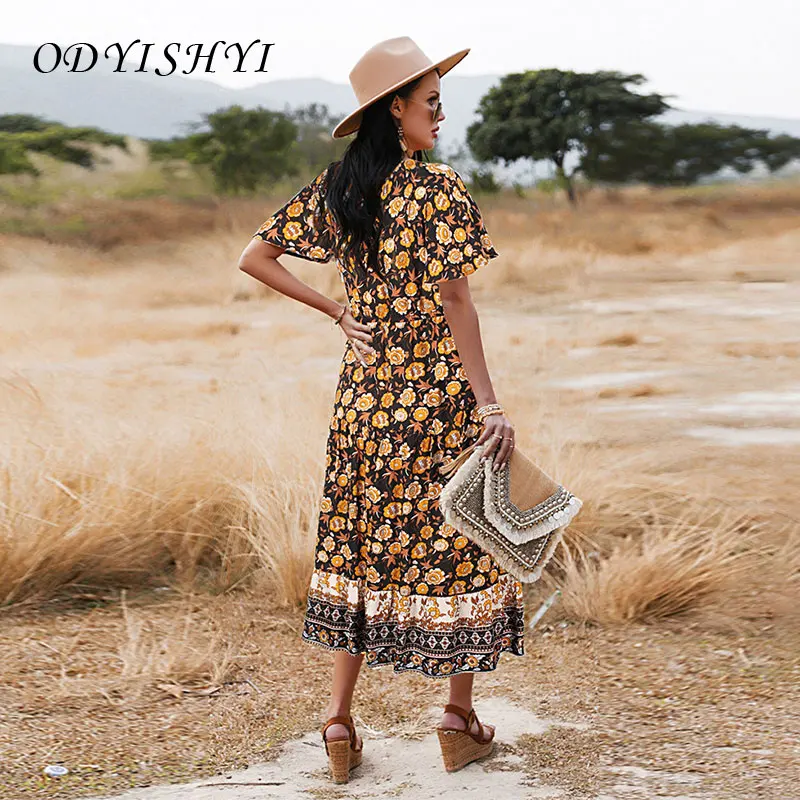Big Swing Dress Printing Elegant Women's Short-Sleeved V-Neck Summer Boho Maxi Dresses Ladies Holiday Costumes Sundress XM08
Big Swing Dress Printing Elegant Women's Short-Sleeved V-Neck Summer Boho Maxi Dresses Ladies Holiday Costumes Sundress XM08