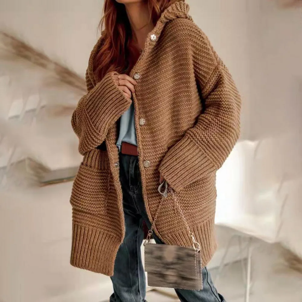 Women Cardigans Sweater Autumn Winter Casual Loose Cardigan Mid-Length Knitted Tops Oversized Hooded Coats Streetwear Pull Femme
Women Cardigans Sweater Autumn Winter Casual Loose Cardigan Mid-Length Knitted Tops Oversized Hooded Coats Streetwear Pull Femme