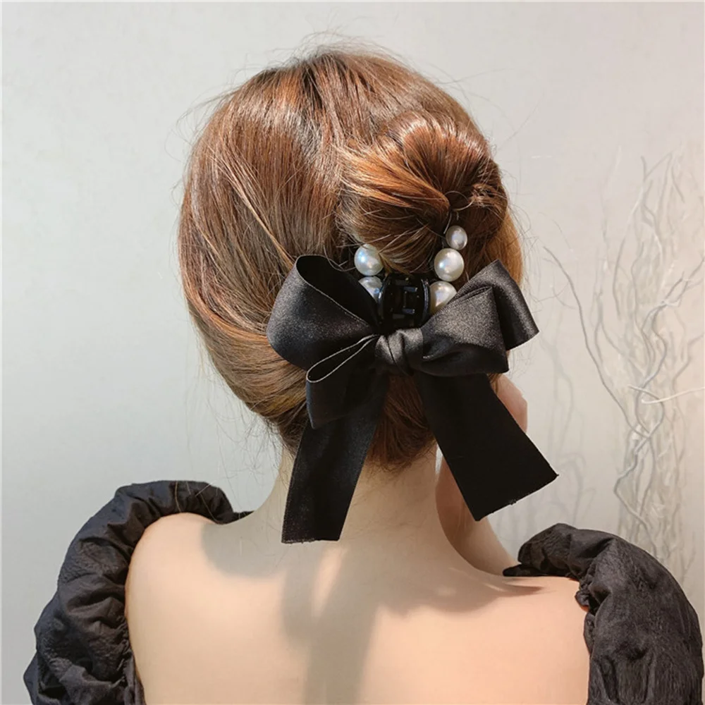 New Style Bow Ribbon Pearl Hair Clip For Thick Hair For Elegant Women Lady French Hair accessories For Long Hair Clips Claw
New Style Bow Ribbon Pearl Hair Clip For Thick Hair For Elegant Women Lady French Hair accessories For Long Hair Clips Claw