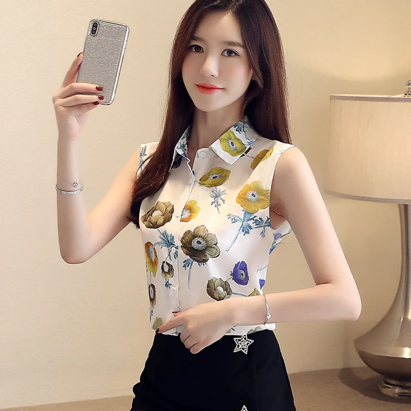 2021 New women's summer blouses sleeveless floral print chiffon clothes shirt office lady womens tops and blouses blusas
2021 New women's summer blouses sleeveless floral print chiffon clothes shirt office lady womens tops and blouses blusas