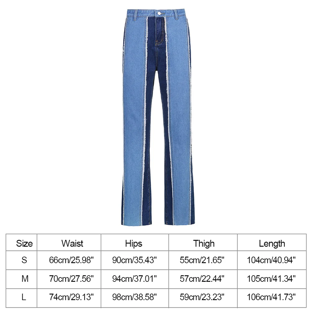 Fashion Women Color Patchwork Straight Long Pants 2021 Summer Autumn Casual Ladies Street Style Low Waist Jeans Blue#38 
Fashion Women Color Patchwork Straight Long Pants 2021 Summer Autumn Casual Ladies Street Style Low Waist Jeans Blue#38