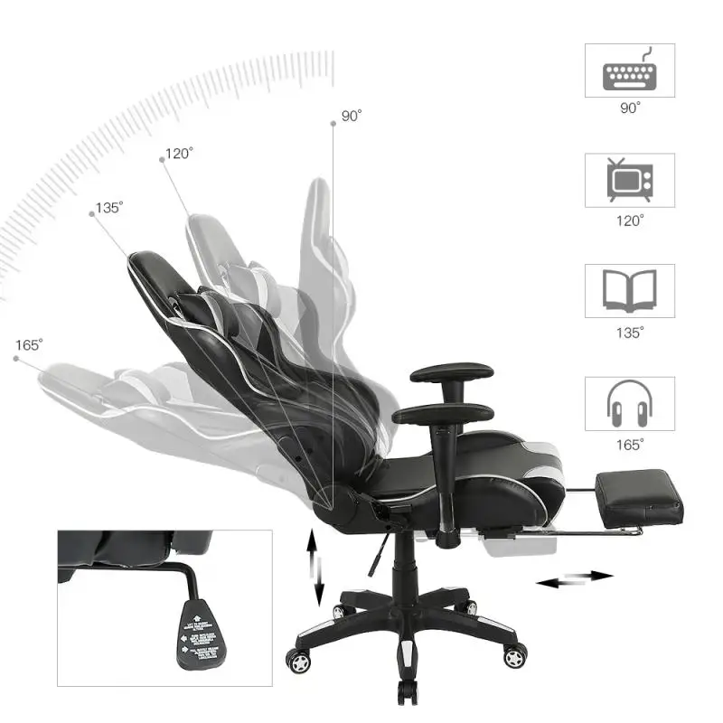 Swivel Gaming Chair With Footrest Lift Up Game Chair High Quality Ergonomic Computer Chair Internet Home Office Furniture HWC
Swivel Gaming Chair With Footrest Lift Up Game Chair High Quality Ergonomic Computer Chair Internet Home Office Furniture HWC