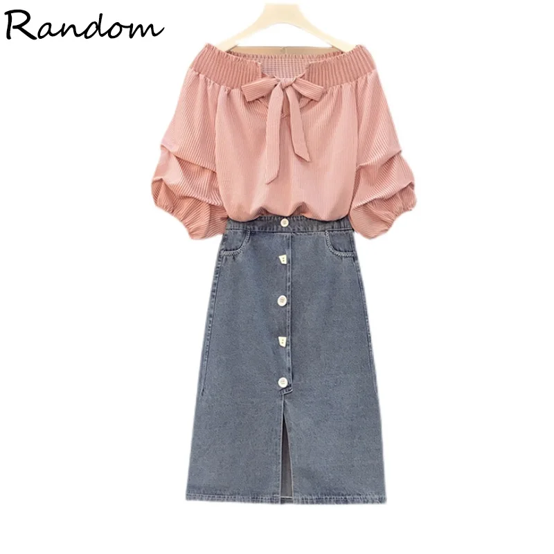 Plus Size Summer Women Off Shoulder Casual Stripe Shirt Top And Demin A Line Skirt Two Piece Set Streetwear Sweet Cute Big Suit
Plus Size Summer Women Off Shoulder Casual Stripe Shirt Top And Demin A Line Skirt Two Piece Set Streetwear Sweet Cute Big Suit