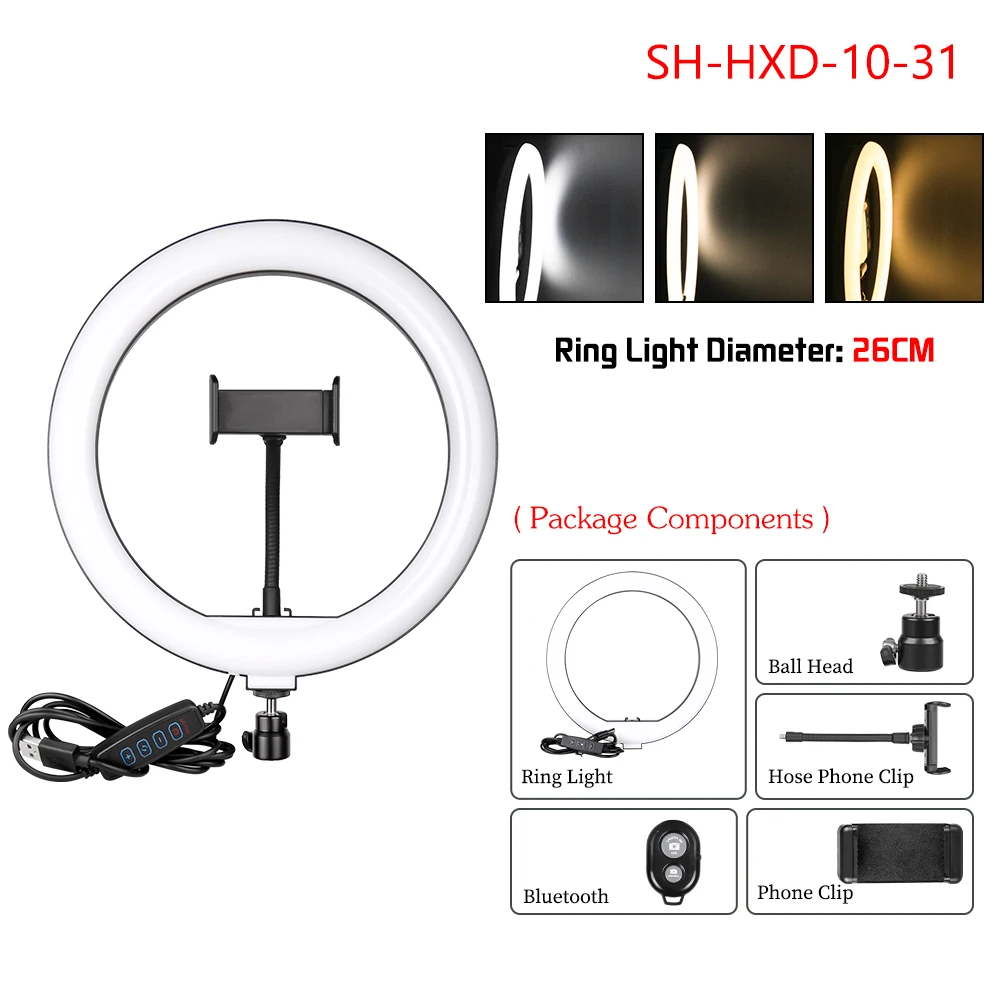 SH 10 inch 26cm Led Desktop Ring Light With Tripod Stand Circle Fill Light Usb Charge Selfie For Streaming Video Photography
SH 10 inch 26cm Led Desktop Ring Light With Tripod Stand Circle Fill Light Usb Charge Selfie For Streaming Video Photography