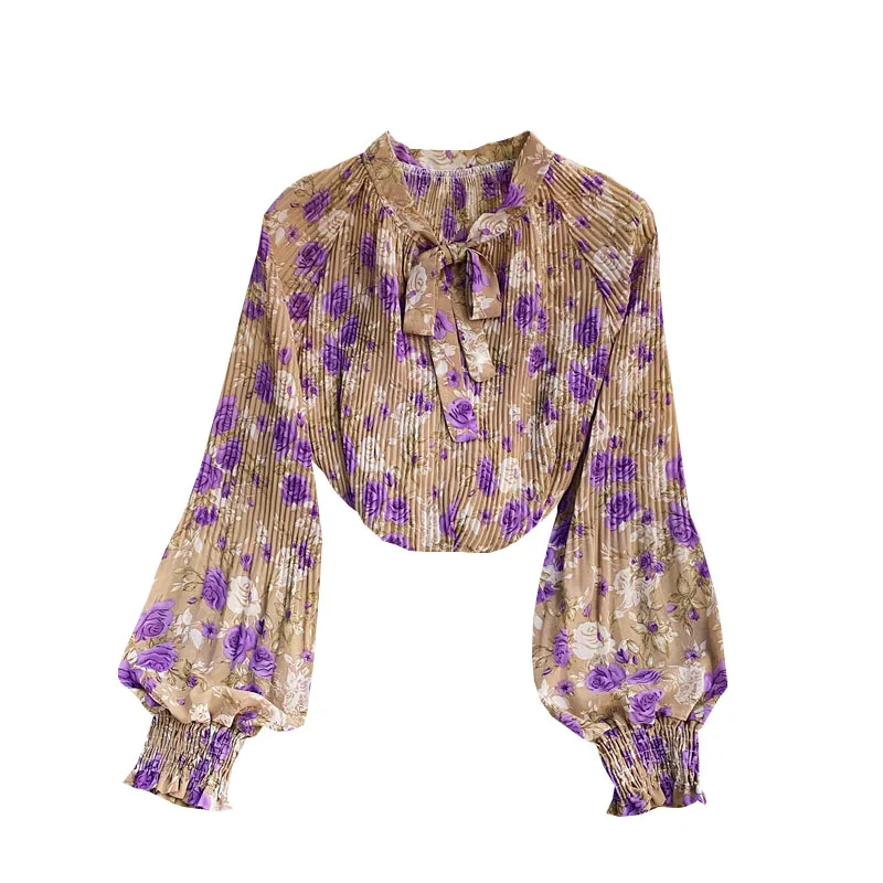2021 Spring Autumn New Temperament Floral Bowknot Stand Collar Loose Chiffon Shirt Women's Folded Lantern Sleeve Slim Top C146
2021 Spring Autumn New Temperament Floral Bowknot Stand Collar Loose Chiffon Shirt Women's Folded Lantern Sleeve Slim Top C146
