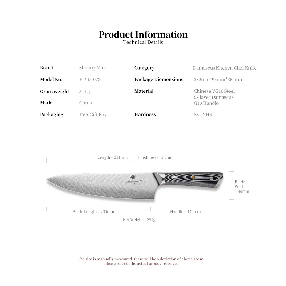 Damascus Feather Pattern Chef Knife 67 Layers 8-Inch Kitchen Knives Sushi Knife Kitchen Knives Cooking Knife Cleaver
Damascus Feather Pattern Chef Knife 67 Layers 8-Inch Kitchen Knives Sushi Knife Kitchen Knives Cooking Knife Cleaver