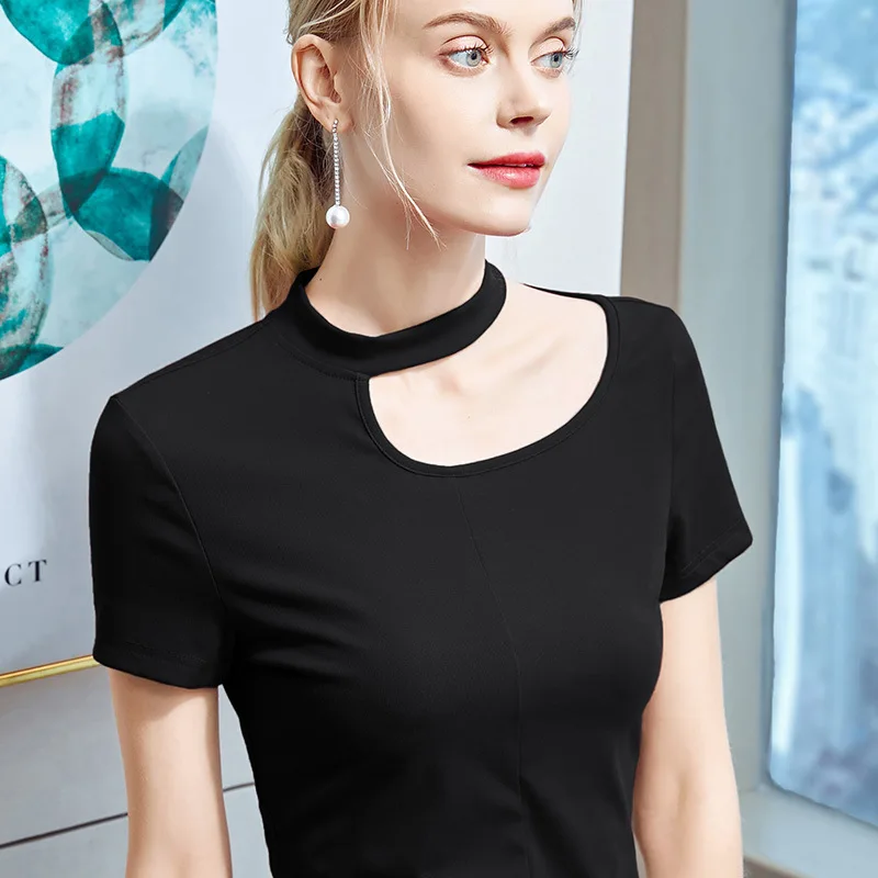 Short sleeve T-shirt women's summer wear new sexy trend exposed clavicle top design
Short sleeve T-shirt women's summer wear new sexy trend exposed clavicle top design