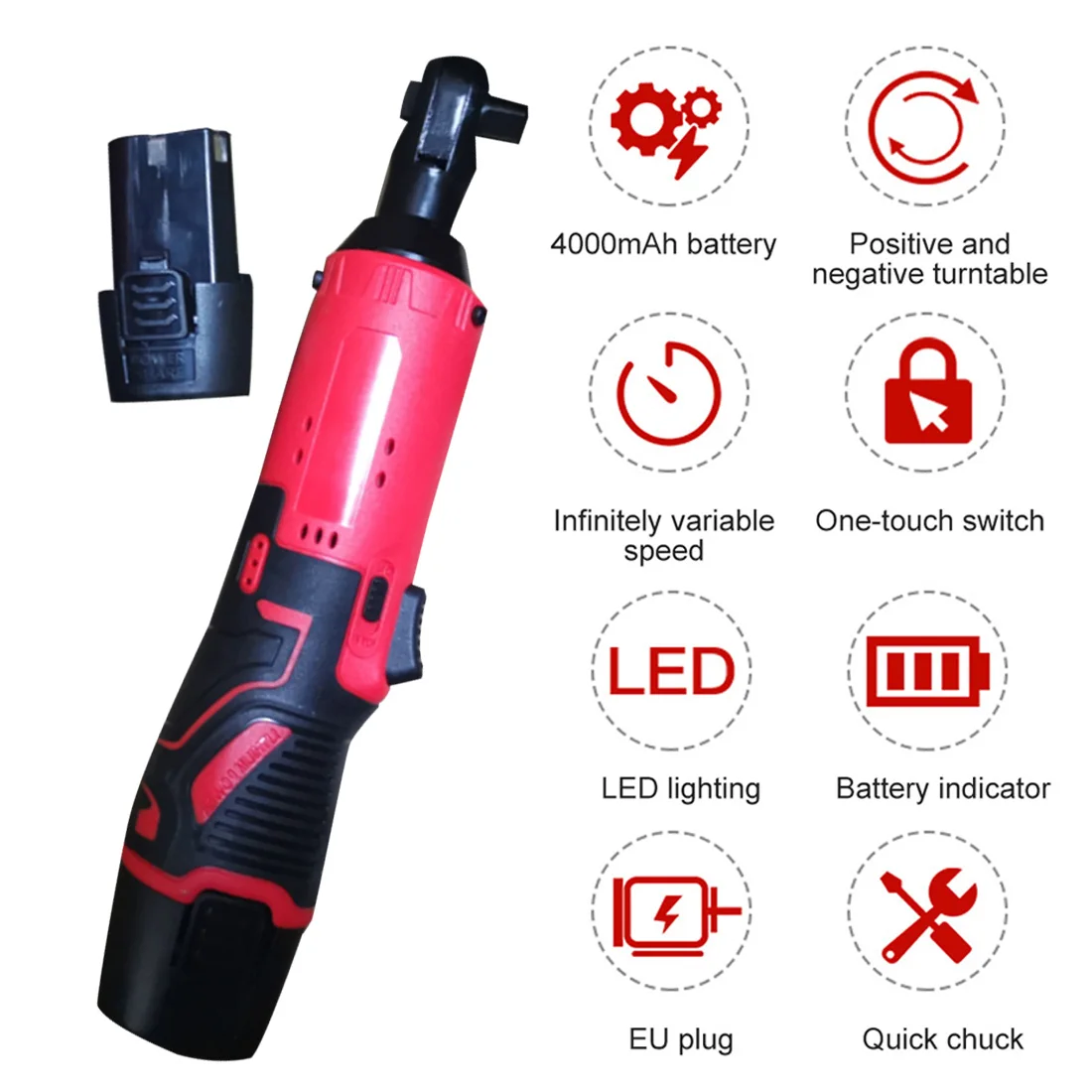 28*5.3*5.5cm Cordless Electric Wrench 4000mAh Ratchet Wrench set Angle Drill Screwdriver to Removal Screw Nut Car Repair Tool
28*5.3*5.5cm Cordless Electric Wrench 4000mAh Ratchet Wrench set Angle Drill Screwdriver to Removal Screw Nut Car Repair Tool