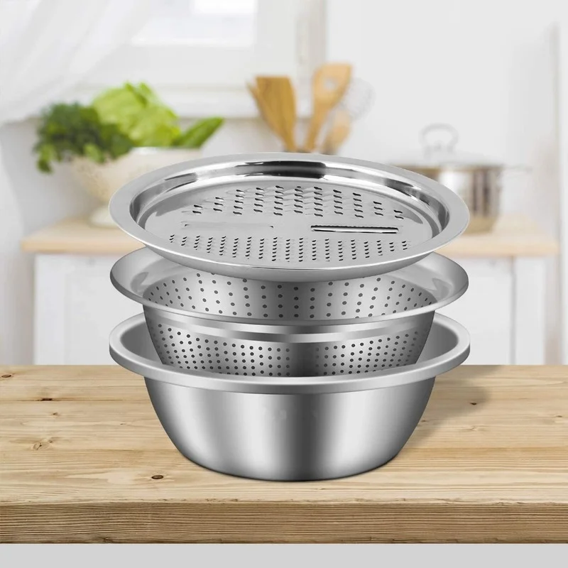 3 In 1 Vegetable Slicer Cutter Drain Basket Stainless Steel Vegetable Julienne Grater Salad Maker Bowl Shredded Cucumber Potato
3 In 1 Vegetable Slicer Cutter Drain Basket Stainless Steel Vegetable Julienne Grater Salad Maker Bowl Shredded Cucumber Potato