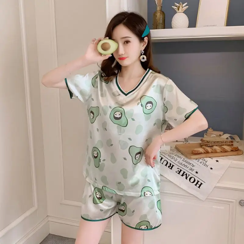 Women Short-sleeved Shorts Pajamas Thin Section Cute Sweet Cartoon Print Home Service Two-piece Suit Female Pajamas
Women Short-sleeved Shorts Pajamas Thin Section Cute Sweet Cartoon Print Home Service Two-piece Suit Female Pajamas