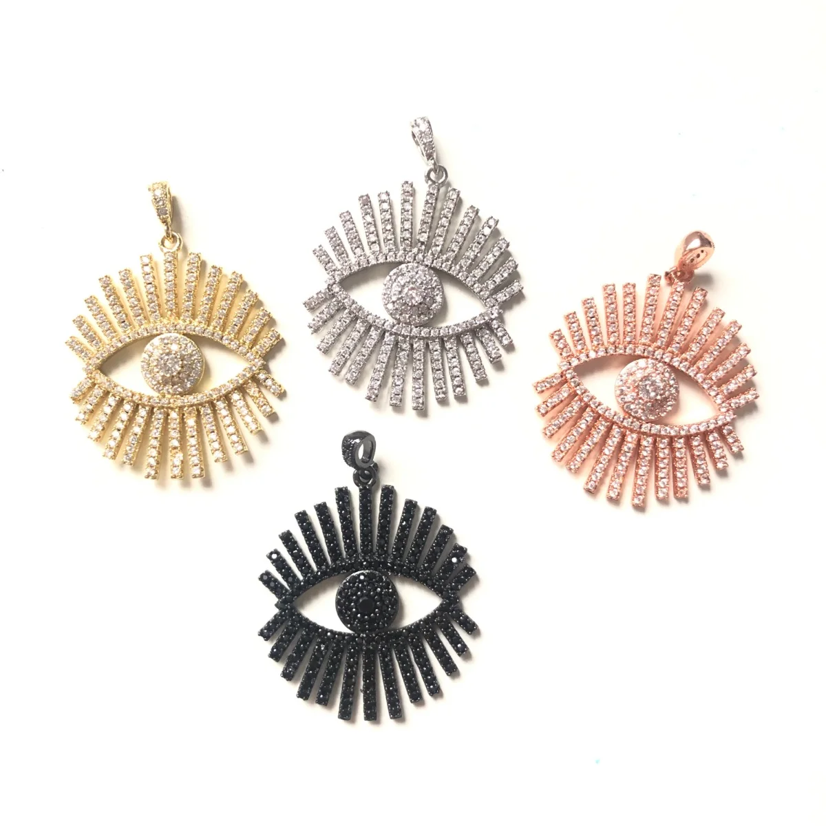 5pcs Large Size Zirconia Pave Evil Eye Charm for Girl Bracelet Necklace Bangle Making Gold-Plate Symbol Pendant Handmade Jewelry - купить по