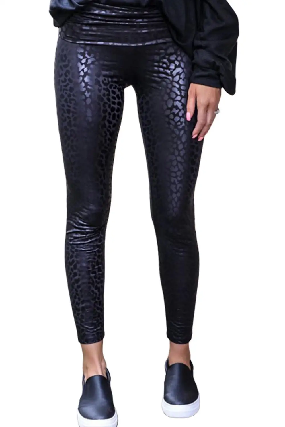 New Solid Black Shiny Leopard Textured Leggings Sexy Black Skinny Faux Leather Women Leggings Ropa De Mujer Vetement Femme Pants
New Solid Black Shiny Leopard Textured Leggings Sexy Black Skinny Faux Leather Women Leggings Ropa De Mujer Vetement Femme Pants