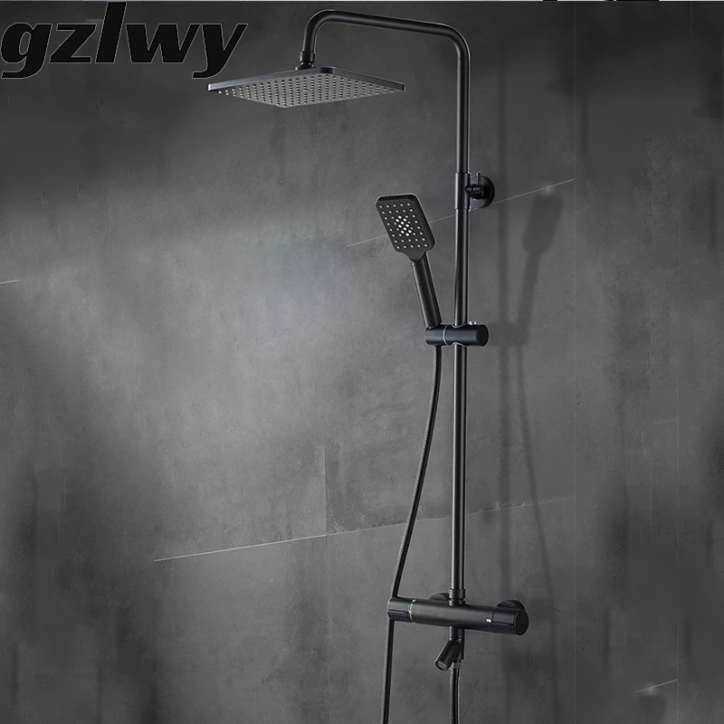 Black/Chrome Thermostatic Brass Rain Shower Holder Set Faucet Bathroom Shower Bidet Faucet Hot/Cold Mixer Shower Crane Faucet
Black/Chrome Thermostatic Brass Rain Shower Holder Set Faucet Bathroom Shower Bidet Faucet Hot/Cold Mixer Shower Crane Faucet