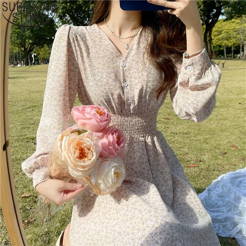2022 Spring New Korean Sweet Chiffon Dresses for Women High Waist A-line Long Dress Pink Green V-neck Floral Print Dress 18395
2022 Spring New Korean Sweet Chiffon Dresses for Women High Waist A-line Long Dress Pink Green V-neck Floral Print Dress 18395