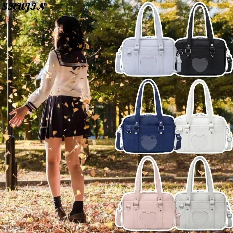 New Student PU Leather Schoolbag Large Capacity Shoulder Bag Heart JK Uniform Bag Handbags Female Travel Tote Daily Shopping Bag
New Student PU Leather Schoolbag Large Capacity Shoulder Bag Heart JK Uniform Bag Handbags Female Travel Tote Daily Shopping Bag