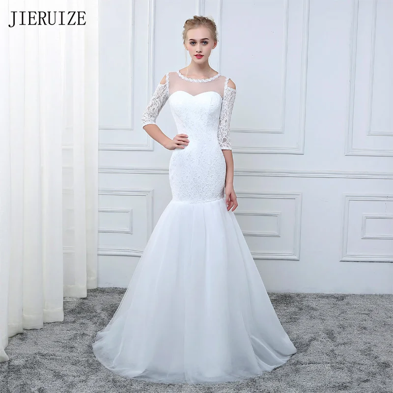 JIERUIZE White Lace Boho Mermaid Wedding Dresses Half Sleeves Bridal Gowns O-neck Lace Up Back Wedding Gowns Robe de mariée
JIERUIZE White Lace Boho Mermaid Wedding Dresses Half Sleeves Bridal Gowns O-neck Lace Up Back Wedding Gowns Robe de mariée