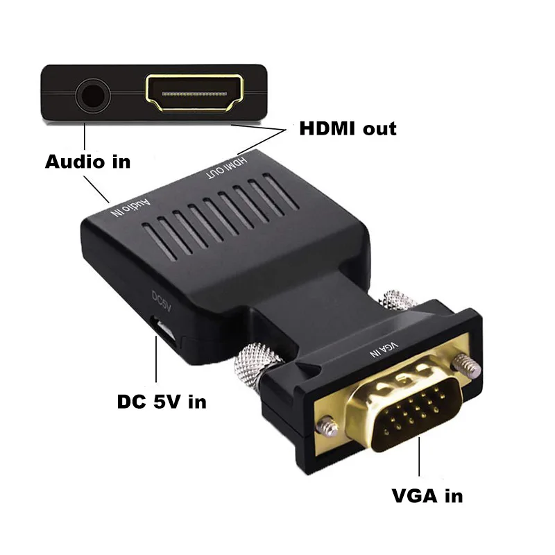 VGA Male To HDMI-compatible Female Converter with Audio Cables 480P/720P/1080P for PS3/4 HDTV Monitor Projector PC Laptop TV-Box
VGA Male To HDMI-compatible Female Converter with Audio Cables 480P/720P/1080P for PS3/4 HDTV Monitor Projector PC Laptop TV-Box