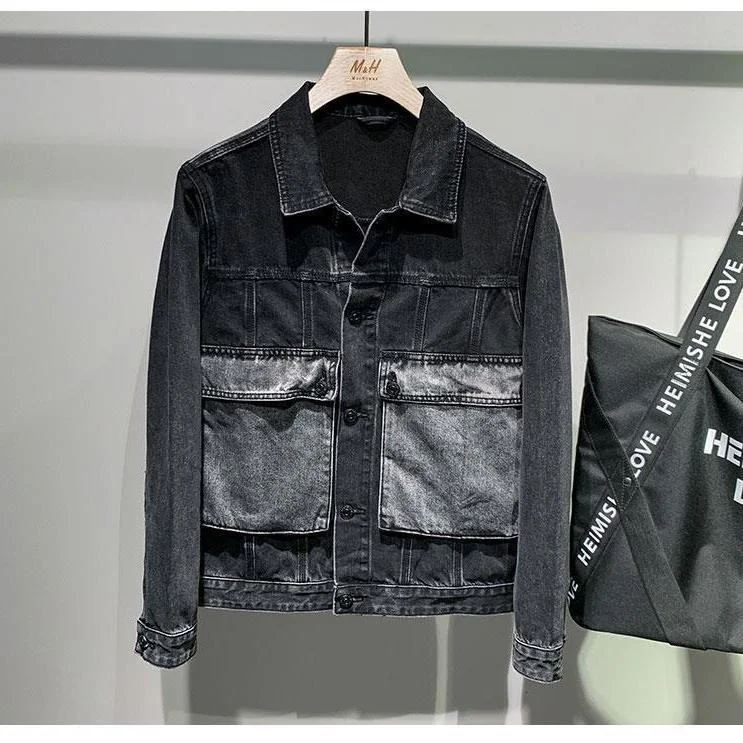 Spring Men Atumn Fashion Short Denim Jackets Men's Patchwork Big Pocket Overcoats Male Lapel Long Sleeve Outwear O537
Spring Men Atumn Fashion Short Denim Jackets Men's Patchwork Big Pocket Overcoats Male Lapel Long Sleeve Outwear O537