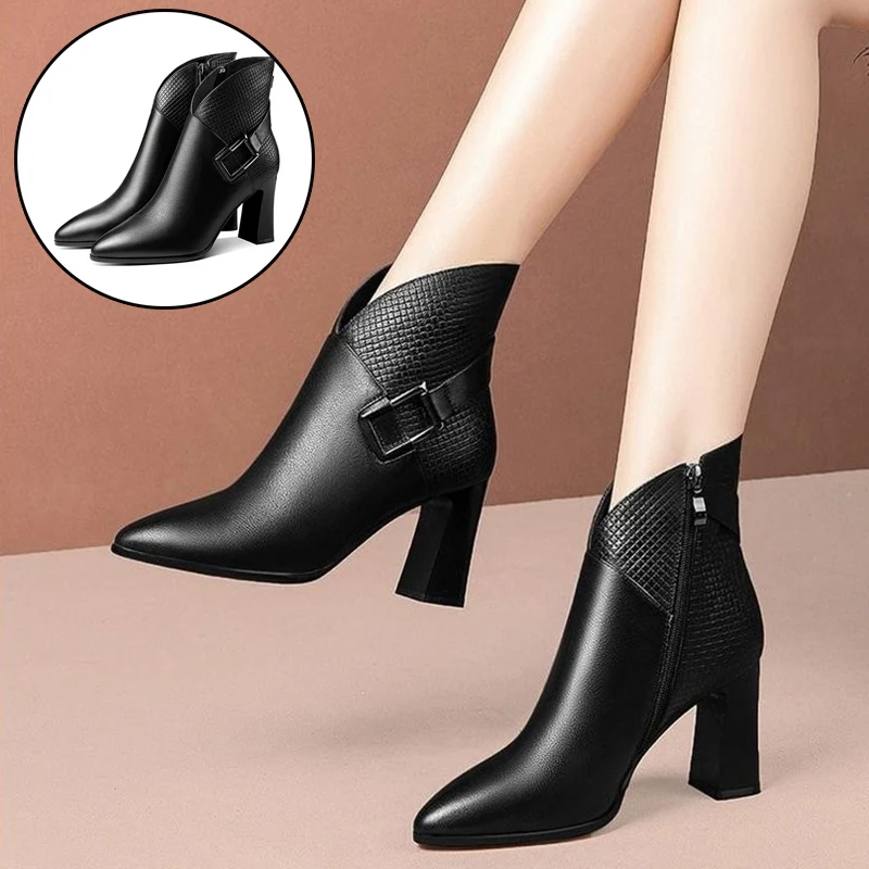 Women High Heels Short Boots Female Spring Autumn Soft Leather Ankle Bottes Waterproof For European American Fashion Shoes Pumps
Women High Heels Short Boots Female Spring Autumn Soft Leather Ankle Bottes Waterproof For European American Fashion Shoes Pumps