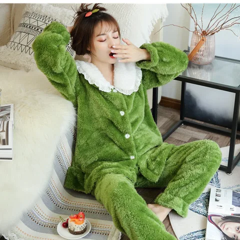 Winter Thick Warm Pajamas Set Women Sleepwear Flannel Long Sleeves Pajamas Pink Kawaii Homewear Thick Home Suit Nightgown
Winter Thick Warm Pajamas Set Women Sleepwear Flannel Long Sleeves Pajamas Pink Kawaii Homewear Thick Home Suit Nightgown