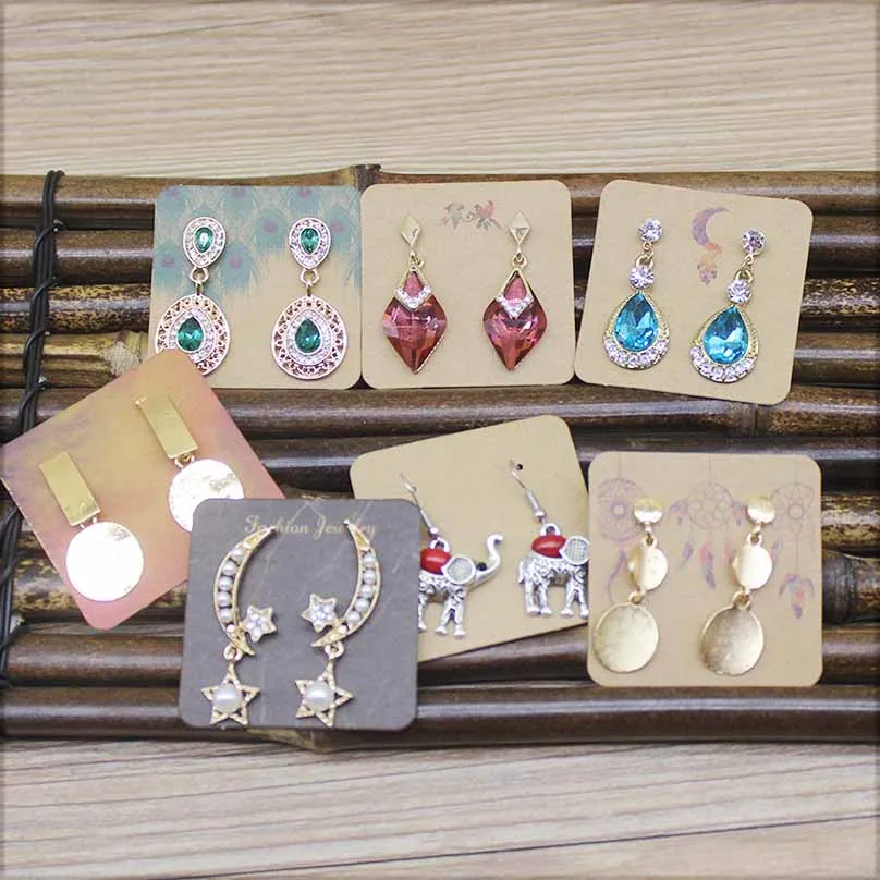 50pc50card мраморные висячие серьги с цветком карты дизайн бирка ювелирные изделия