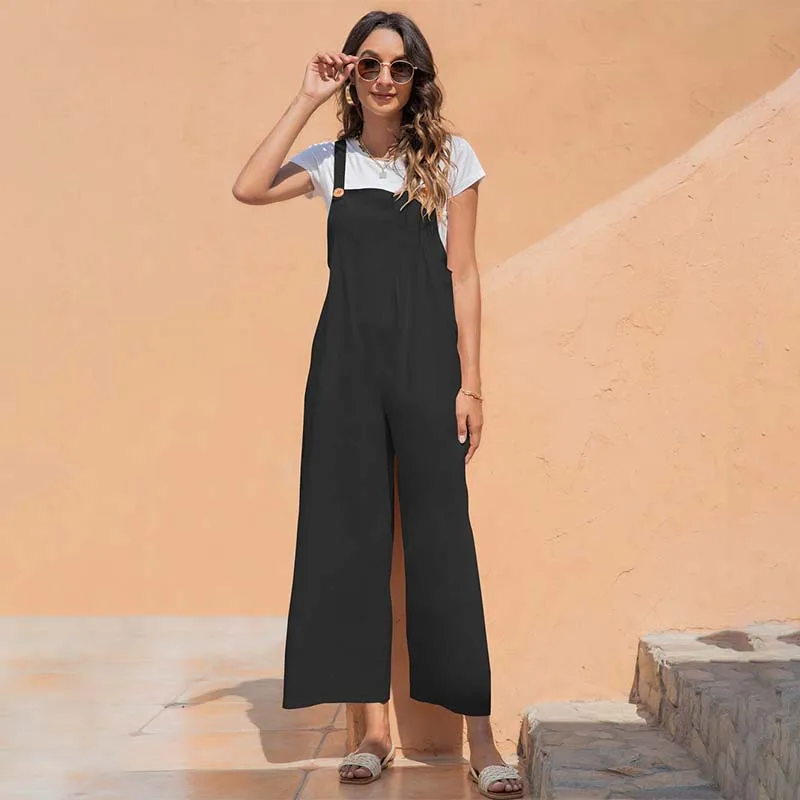 Office Ladies Casual Commuter All-match Overalls Solid Color Pockets Patchwork Single Button Wide-leg Pants Female Jumpsuit
Office Ladies Casual Commuter All-match Overalls Solid Color Pockets Patchwork Single Button Wide-leg Pants Female Jumpsuit