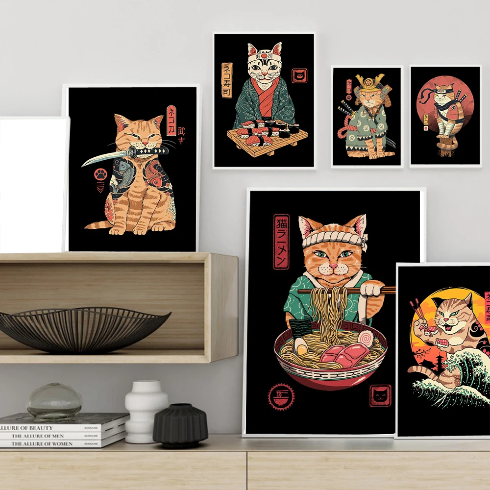 Japanese Kimono Chef Cat Poster Vintage Sushi Canvas Painting Cartoon Animals Art Print Wall Picture Living Dining Bedroom Decor
Japanese Kimono Chef Cat Poster Vintage Sushi Canvas Painting Cartoon Animals Art Print Wall Picture Living Dining Bedroom Decor