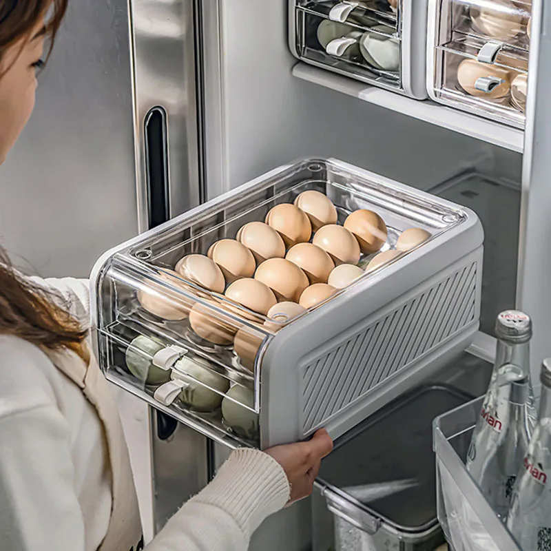 Drawer-Type Refrigerator Storage Box Household Egg Storage Box Fresh-keeping Double Layer Egg Tray
Drawer-Type Refrigerator Storage Box Household Egg Storage Box Fresh-keeping Double Layer Egg Tray