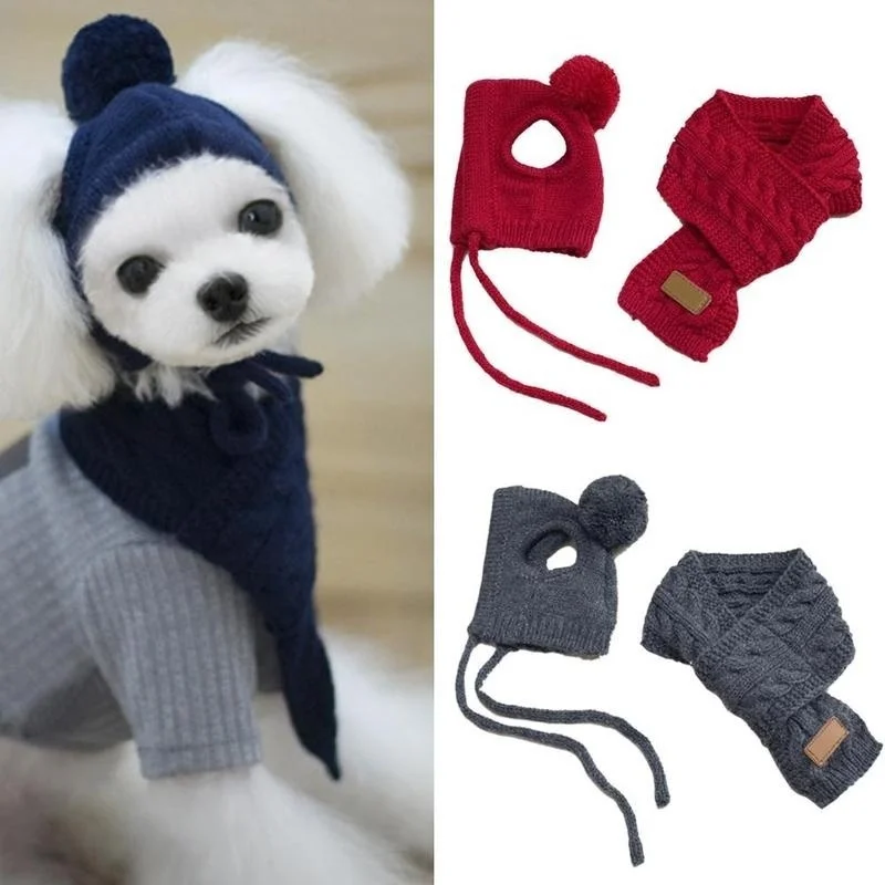 Hat for Dogs Winter Warm Stripes Knitted Hat+Scarf Collar Puppy Teddy Costume Christmas Clothes Santa Dog Costume
Hat for Dogs Winter Warm Stripes Knitted Hat+Scarf Collar Puppy Teddy Costume Christmas Clothes Santa Dog Costume