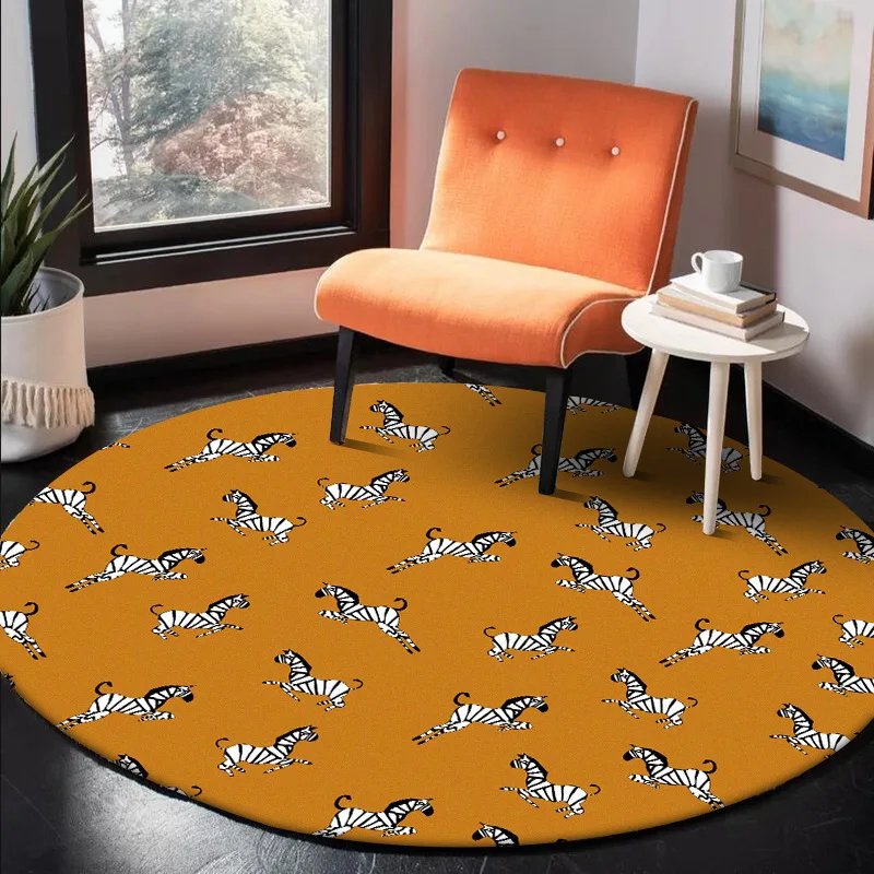 Fashionable modern cartoon black and white striped pony orange living room bedroom basket chair round mat carpet
Fashionable modern cartoon black and white striped pony orange living room bedroom basket chair round mat carpet