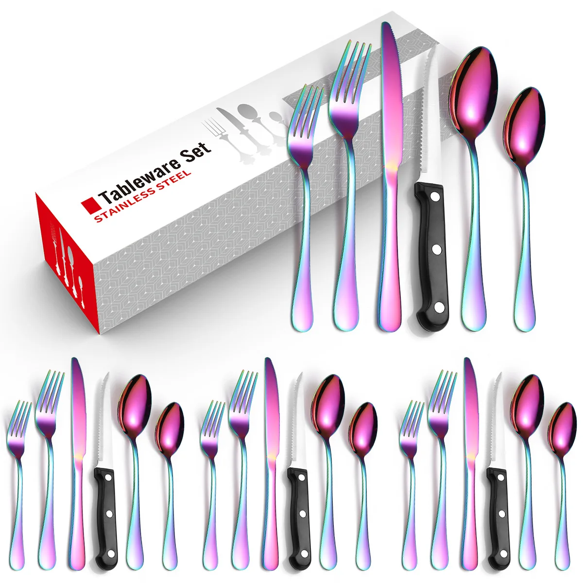 24pc Cutlery Set Stainless Steel Cutlery Set Knife Fork Spoon Set Coffee Breakfast Dinner Tableware Set Luxury Kitchen Tableware
24pc Cutlery Set Stainless Steel Cutlery Set Knife Fork Spoon Set Coffee Breakfast Dinner Tableware Set Luxury Kitchen Tableware