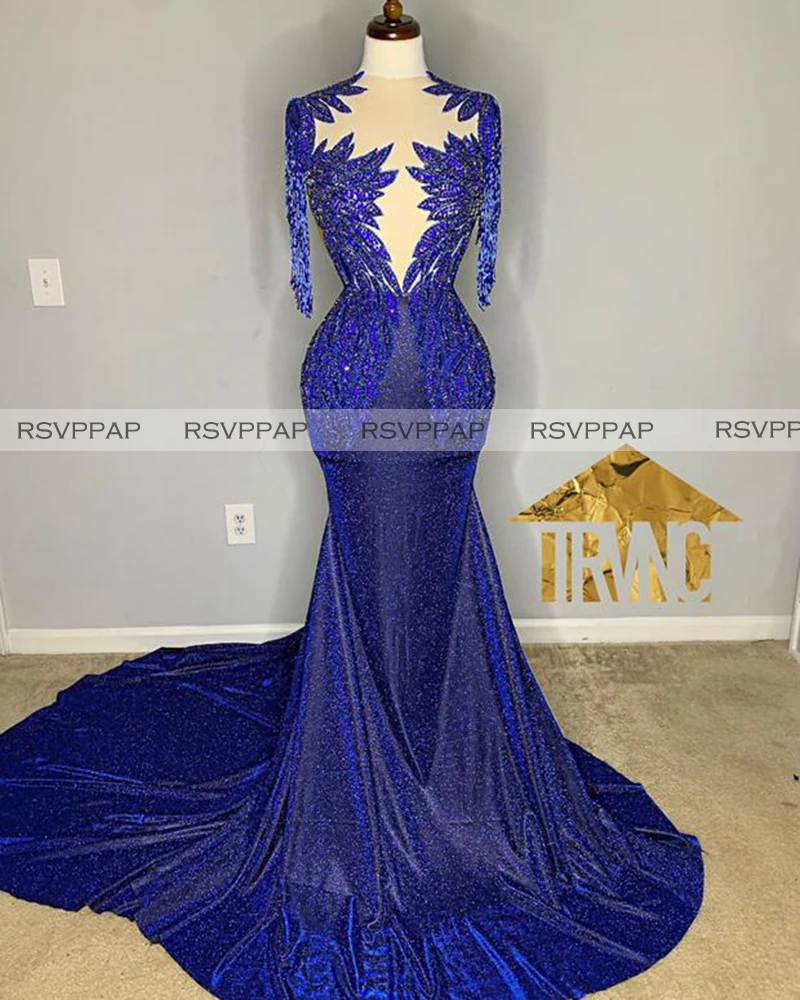 Royal Blue Mermaid Prom Dresses 2022 Real Picture Sparkly Heavy Beaded Handwork See Through Top Custom Made Long Prom Gowns
Royal Blue Mermaid Prom Dresses 2022 Real Picture Sparkly Heavy Beaded Handwork See Through Top Custom Made Long Prom Gowns