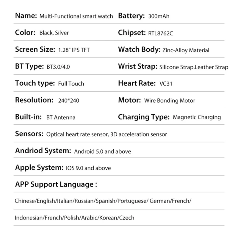 Smart Watch Clock Support Phone Call Push Message Camera Bluetooth Connectivity Waterproof For Android IOS Phone
Smart Watch Clock Support Phone Call Push Message Camera Bluetooth Connectivity Waterproof For Android IOS Phone