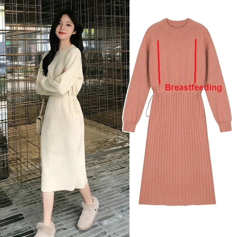 Moms Slim Nursing Long Dress Autumn Winter Maternity Nursing Knitted Sweaters Dress for Pregnant Women Breastfeeding Hot
Moms Slim Nursing Long Dress Autumn Winter Maternity Nursing Knitted Sweaters Dress for Pregnant Women Breastfeeding Hot