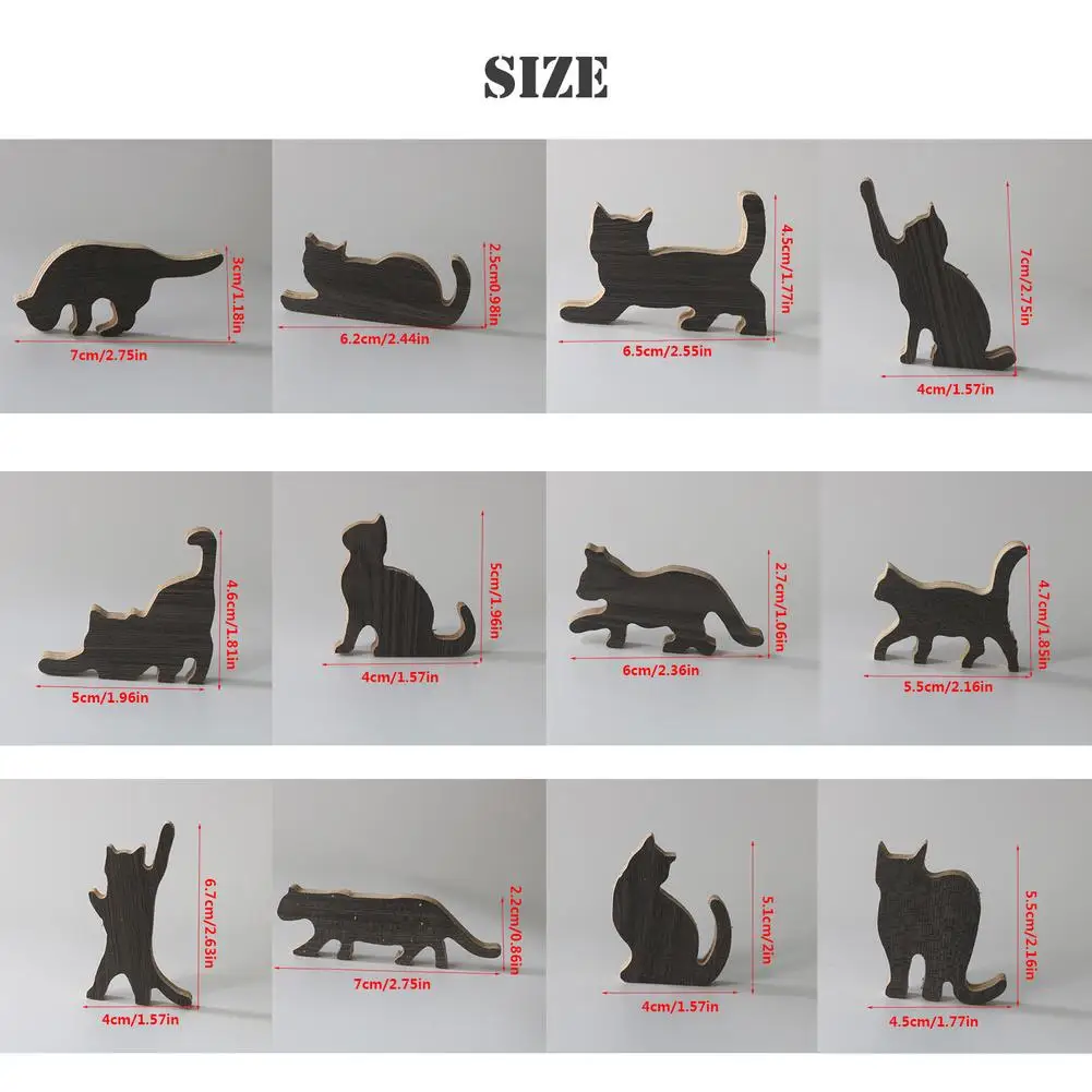12PC wooden Cat ornaments different shape cute cats decoration living room black multi-layer solid wood Desktop decor board
12PC wooden Cat ornaments different shape cute cats decoration living room black multi-layer solid wood Desktop decor board