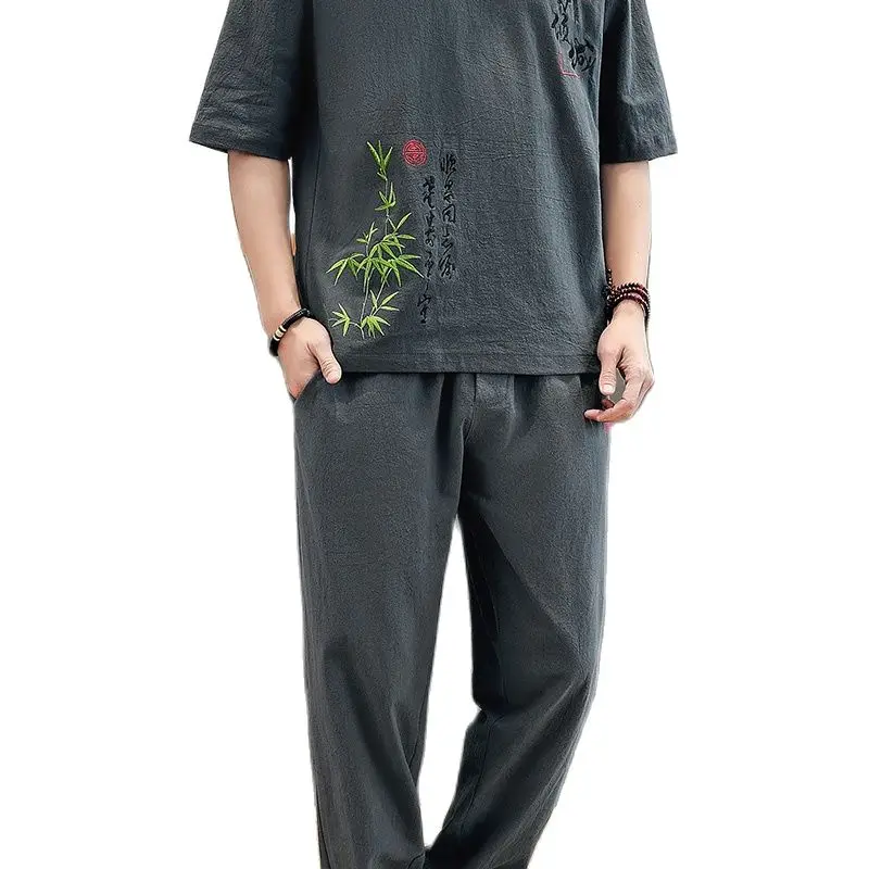 Chinese Traditional Men Loose Summer Pants T-shirt Retro Bamboo embroidery Tang Suit Cotton Linen Plus Size Casual Hanfu Shirts
Chinese Traditional Men Loose Summer Pants T-shirt Retro Bamboo embroidery Tang Suit Cotton Linen Plus Size Casual Hanfu Shirts