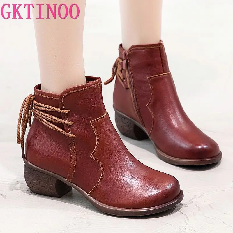 GKTINOO New Autumn Fashion Women Ankle Boots Handmade Genuine Leather Woman Boots Round Toe Lace Up Shoes Female Footwear
GKTINOO New Autumn Fashion Women Ankle Boots Handmade Genuine Leather Woman Boots Round Toe Lace Up Shoes Female Footwear