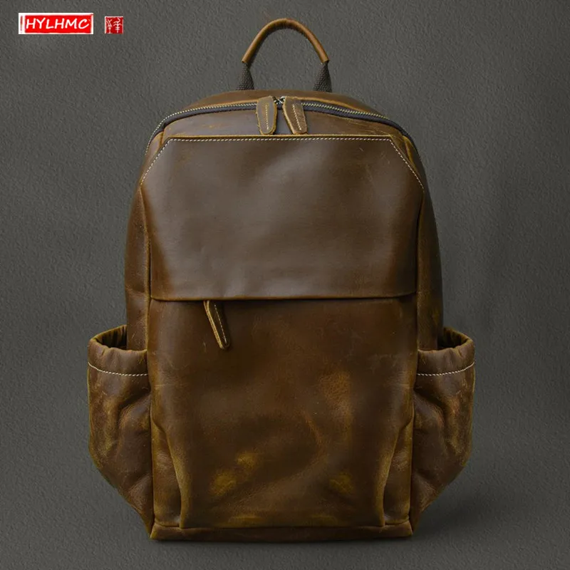 New Retro Crazy Horse Leather Men's Backpack Leather Backpackage School Bag Travel Laptop Bags
New Retro Crazy Horse Leather Men's Backpack Leather Backpackage School Bag Travel Laptop Bags