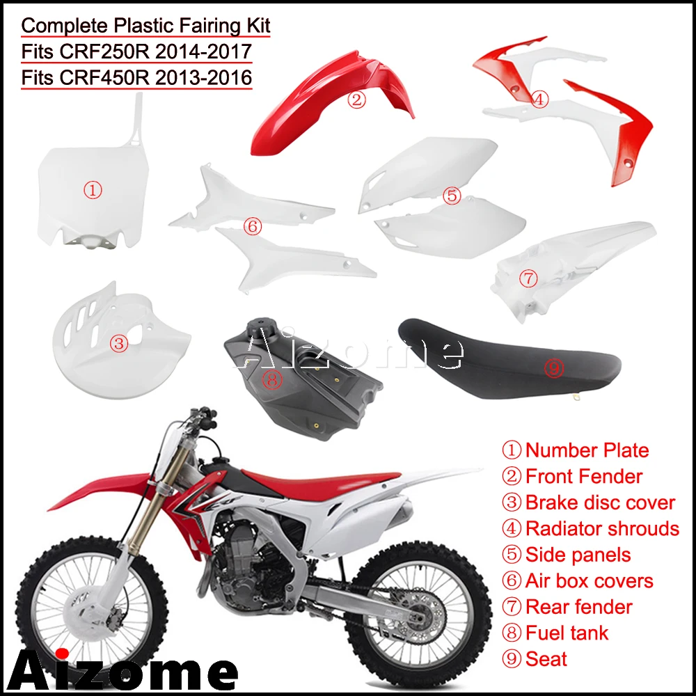 Motorcycle Dirt Bike Plastics Full Fairing Kits For Honda CRF250R CRF 250F 2014-17 CRF450R CRF 450R 2013-16 Enduro MX Motocross
Motorcycle Dirt Bike Plastics Full Fairing Kits For Honda CRF250R CRF 250F 2014-17 CRF450R CRF 450R 2013-16 Enduro MX Motocross
