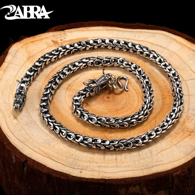 Колье ZABRA Dragonscale серебро 925 пробы Винтаж готика длина цепи 55 см для мужчин мода