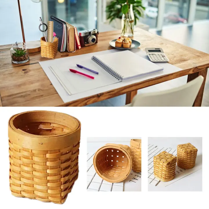 Pen Holder Hand-Woven Wood Pen Pencil Storage Box Desk Pen Cup Organizer for Small Objects
Pen Holder Hand-Woven Wood Pen Pencil Storage Box Desk Pen Cup Organizer for Small Objects