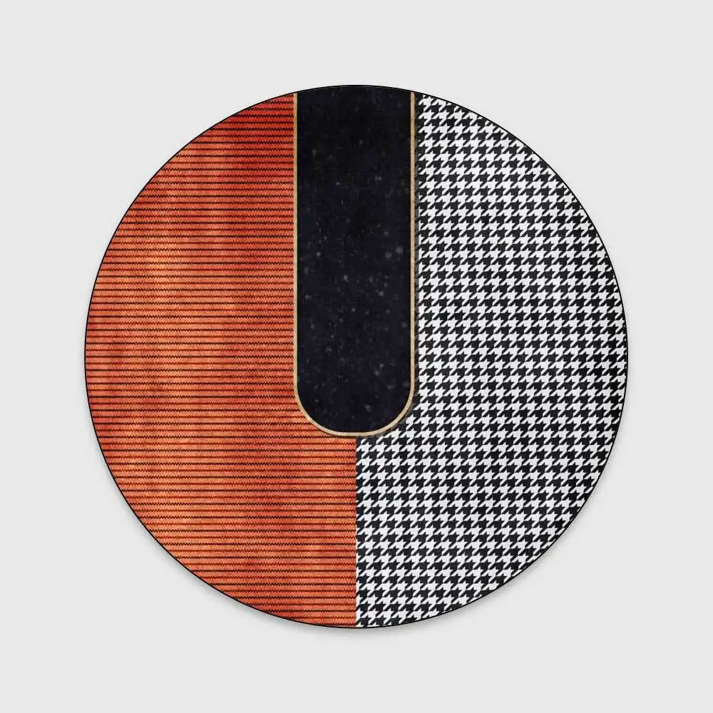 Light Luxury Orange Houndstooth Stitching carpet Bedroom Hanging Basket Chair Round Floor Mat Computer Chair Carpet Rug tapis 
Light Luxury Orange Houndstooth Stitching carpet Bedroom Hanging Basket Chair Round Floor Mat Computer Chair Carpet Rug tapis