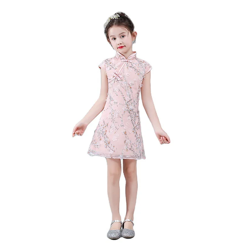 Pink Litter Girl Embroidery Flowers Cheongsam Dresses Sweet Vintage Button Qipao Satin Skirt Summer New Short Princess Dress
Pink Litter Girl Embroidery Flowers Cheongsam Dresses Sweet Vintage Button Qipao Satin Skirt Summer New Short Princess Dress