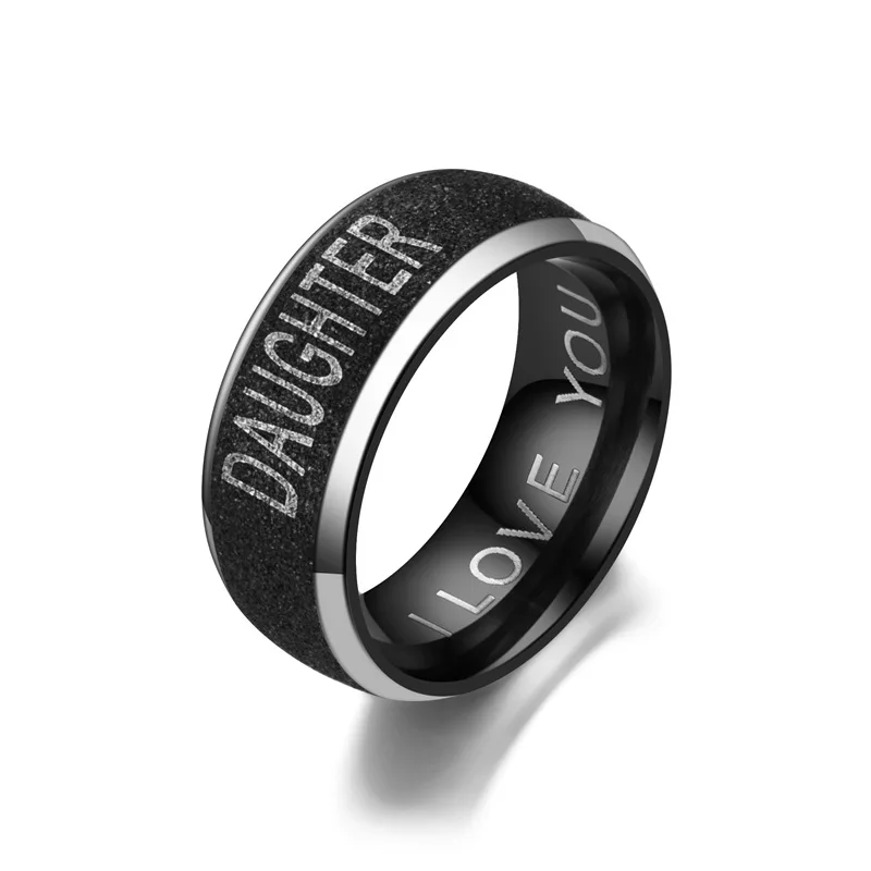 2021 Trendy Black Pearl Sand Family Ring Light LOVE MOM SON DAUGHTER Stainless Steel Men's Ring Fashion Jewelry Gift Wholesale
2021 Trendy Black Pearl Sand Family Ring Light LOVE MOM SON DAUGHTER Stainless Steel Men's Ring Fashion Jewelry Gift Wholesale