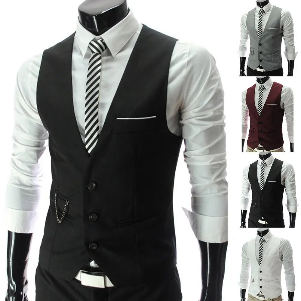 Fashion Men Waistcoat Vest Solid Color V Neck Sleeveless Buttons Blazer Plus Size Formal Business Jacket chalecos para hombre
Fashion Men Waistcoat Vest Solid Color V Neck Sleeveless Buttons Blazer Plus Size Formal Business Jacket chalecos para hombre