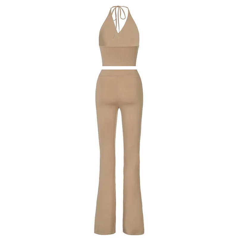 Sexy Halter Office Lady 2 piece Pants Sets Women Tracksuit Fashion Suit Bandage Top And Slim Wide Leg Pants Matching Set Female
Sexy Halter Office Lady 2 piece Pants Sets Women Tracksuit Fashion Suit Bandage Top And Slim Wide Leg Pants Matching Set Female