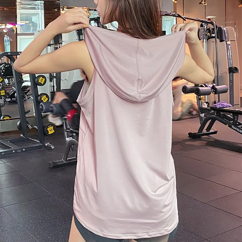 Hooded Vest Sports Top Women Sleeveless Blouse Long Loose Covering Meat Training Yoga Breathable Quick-Drying Fitness Clothes
Hooded Vest Sports Top Women Sleeveless Blouse Long Loose Covering Meat Training Yoga Breathable Quick-Drying Fitness Clothes