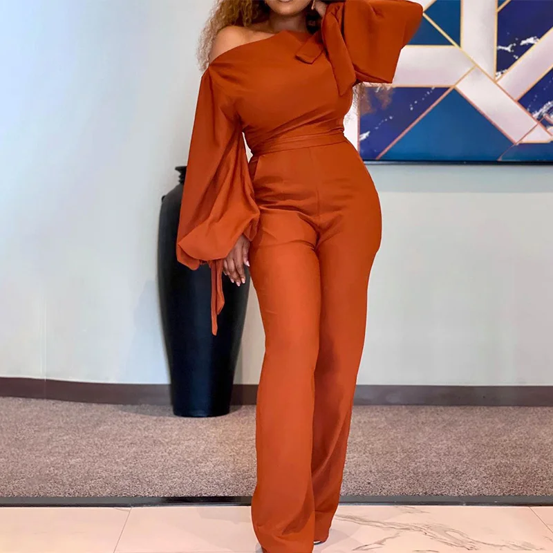 Off Shoulder Solid High Wasit Jumpsuit Women 2021 Autumn Lace Up Loose Straight Pants Female Casual Office Lady Jumpsuits
Off Shoulder Solid High Wasit Jumpsuit Women 2021 Autumn Lace Up Loose Straight Pants Female Casual Office Lady Jumpsuits