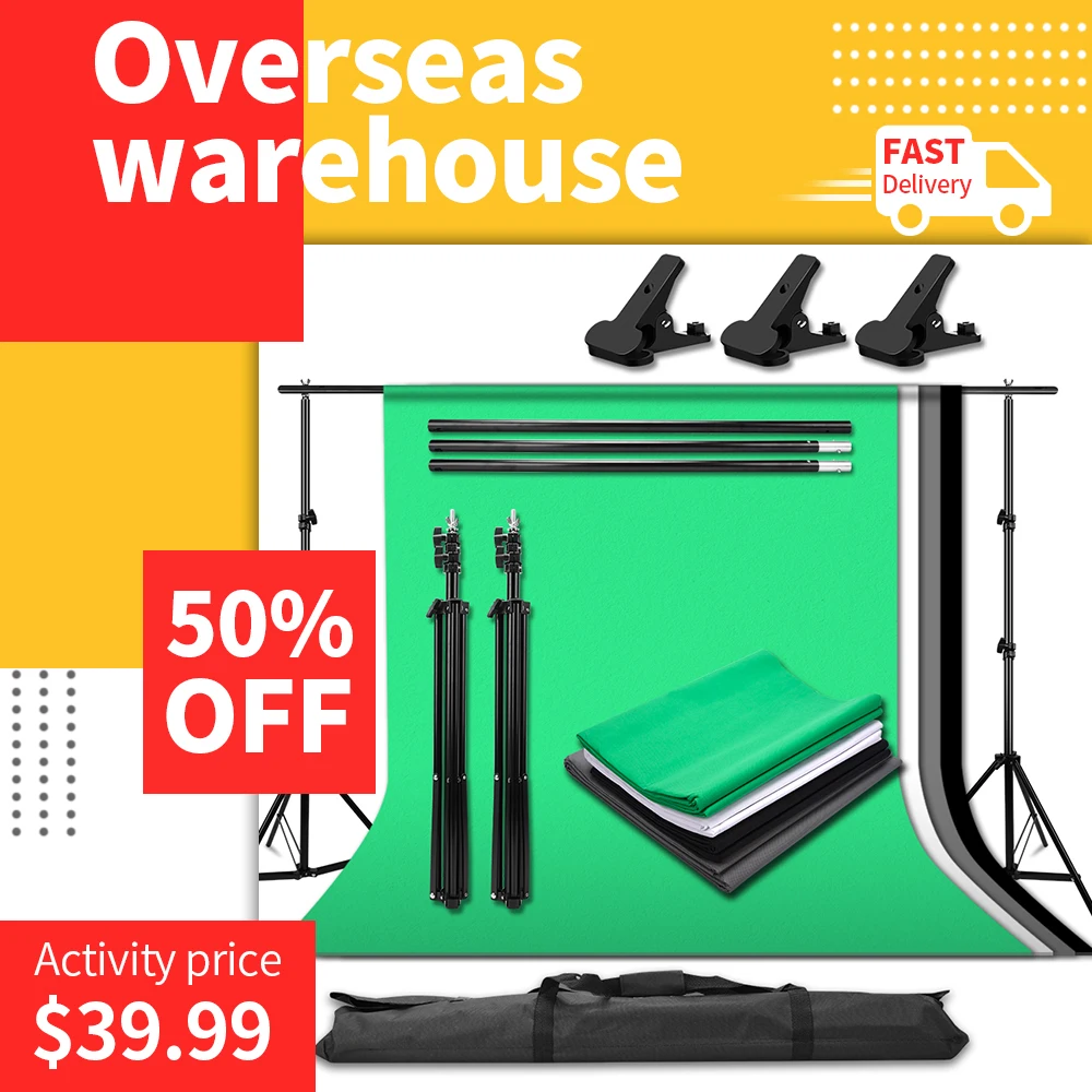 2x2M Adjustable Background Stand Green Screen Backdrop Kit 1.6 x 3m White/Black/Gray Backdrop for Portrait Product Video Shoot
2x2M Adjustable Background Stand Green Screen Backdrop Kit 1.6 x 3m White/Black/Gray Backdrop for Portrait Product Video Shoot