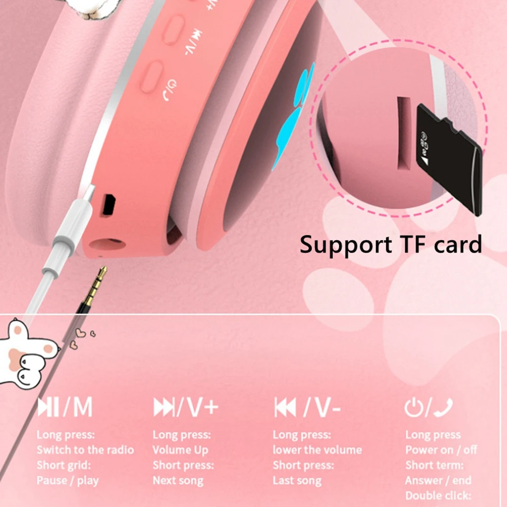 400mAh RGB LED Cute Cat Wireless Headphone with Mic, Colorful Cartoon Kids Girls Music Bluetooth Helmet support TF card with bag
400mAh RGB LED Cute Cat Wireless Headphone with Mic, Colorful Cartoon Kids Girls Music Bluetooth Helmet support TF card with bag